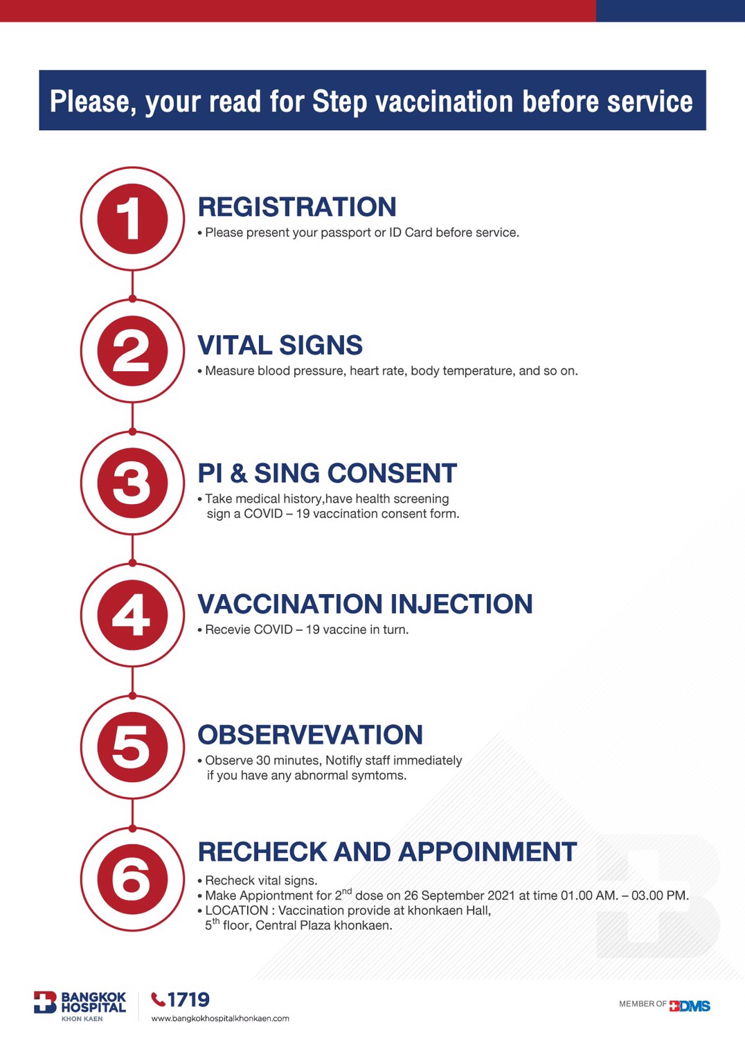 Step vaccination before service